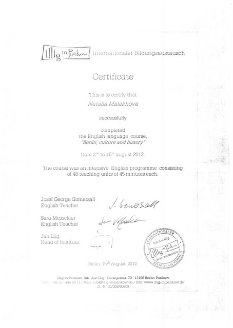 Certificate Malakhova Natalia